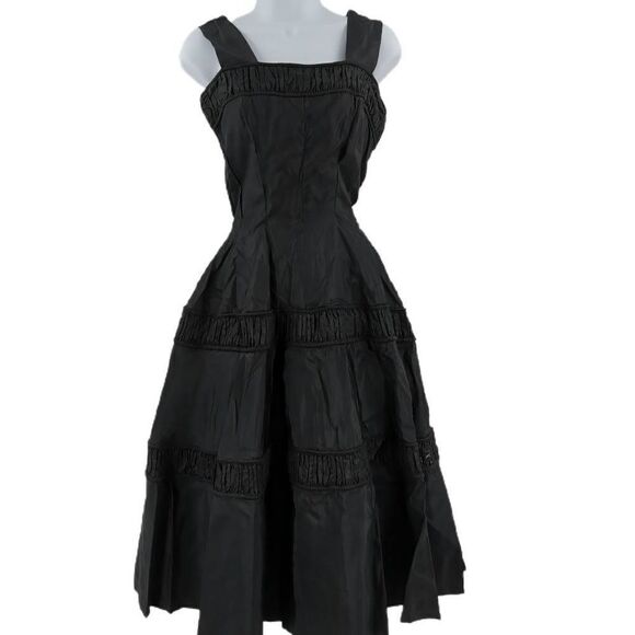 Vintage Gigi Young Black Taffeta Party Dress | 1950s | Drop Waist - Picture 1 of 6